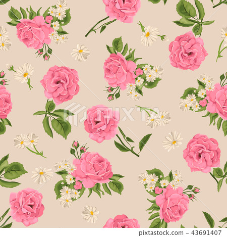 Seamless pattern with roses.  43691407