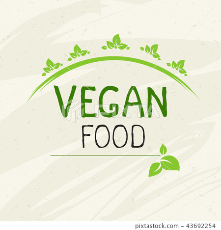 Vegan food label icon emblem.Natural product 100 bio healthy organic label and high quality product 43692254