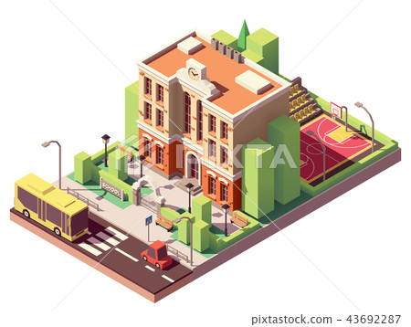 Vector isometric school building - Stock Illustration [43692287] - PIXTA