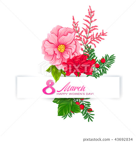 Bouquet of spring flowers for 8 March. Colorful realistic vector illustration 43692834