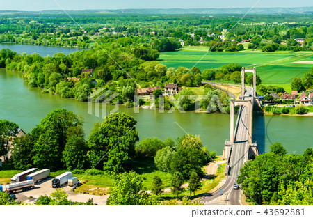 Bridge across the Seine River at Les Andelys in France Bridge across the Seine River at Les Andelys in France 43692881