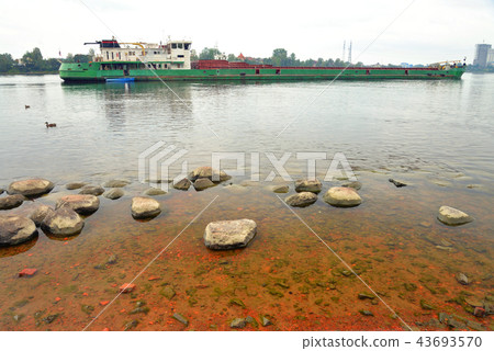 Cargo ship on river. 43693570