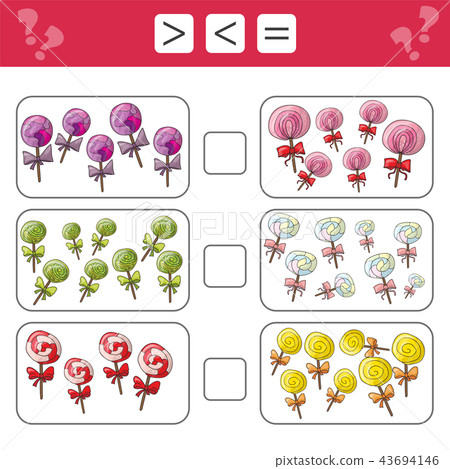 Learning mathematics, numbers - choose more, less or equal. Tasks for children Learning mathematics, numbers - choose more, less or equal. Tasks for children 43694146