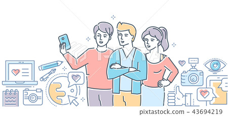 Friendship - modern colorful line design style illustration 43694219