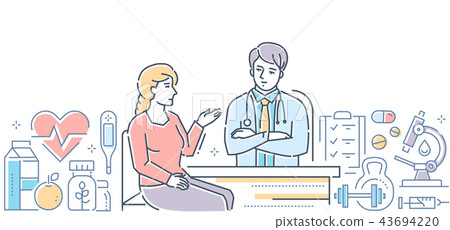 Medical center - modern line design style banner 43694220