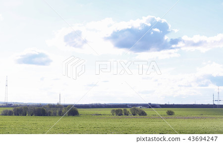 Landscape is summer. Green trees and grass in a countryside land Landscape is summer. Green trees and grass in a countryside land 43694247