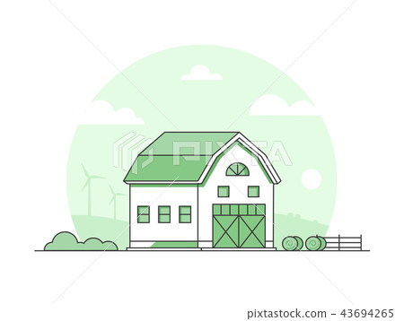 Country life - modern thin line design style vector illustration 43694265