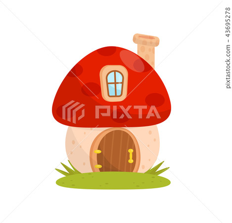 Small house made from mushroom, fairytale fantasy house for gnome, dwarf or elf vector Illustration 43695278