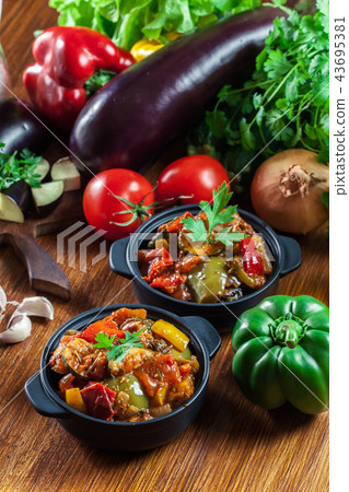 Ratatouille, delicious vegetarian stew Ratatouille, delicious vegetarian stew 43695381