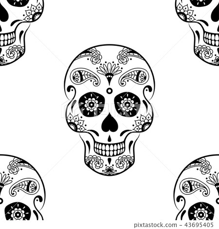 Vector seamless pattern of black sugar skull - Stock Illustration ...