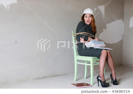 woman businessman sitting on chair associated workaholic concept 43696554
