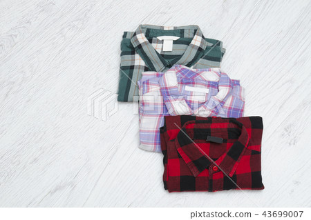 Green, red and lavender plaid shirts 43699007