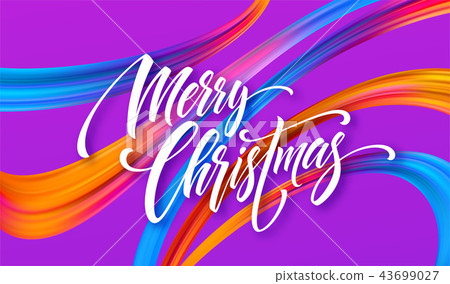 Merry Christmas hand drawn lettering banner design 43699027
