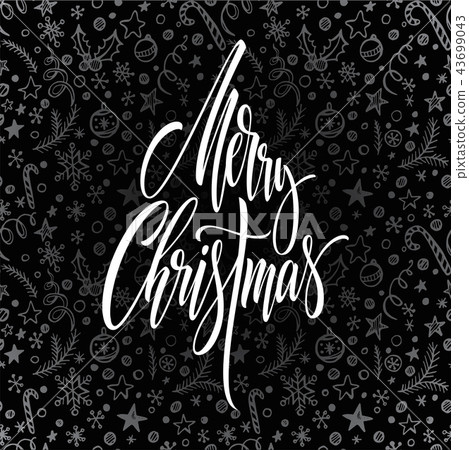 Merry Christmas hand drawn lettering 43699043