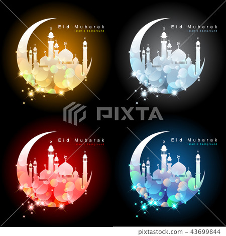 Arabic Islamic calligraphy of Eid Mubarak 43699844