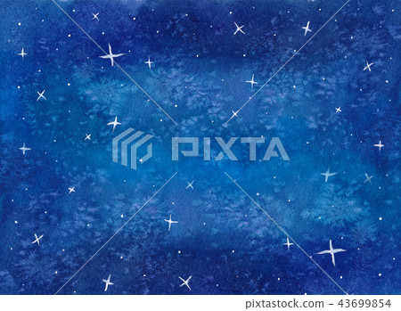 Blue Galaxy Night Sky Watercolor. Blue Galaxy Night Sky Watercolor. 43699854