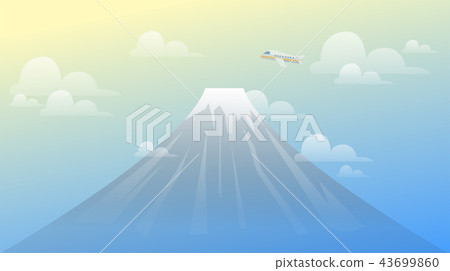 Landscape Mountain Fuji View with Airplane. Famous Travel Place Vector. Landscape Mountain Fuji View with Airplane. Famous Travel Place Vector. 43699860