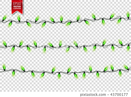 Christmas Green Festive Lights. Decorative Glowing Garland Isolated on Background. Shiny Colorful Christmas Green Festive Lights. Decorative Glowing Garland Isolated on Background. Shiny Colorful 43700177
