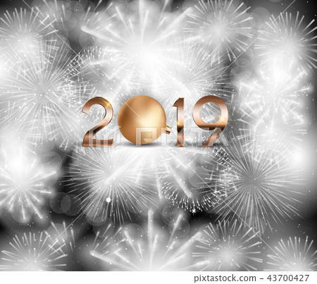 2019 New Year Background with Christmas Ball. Vector Illustration 43700427