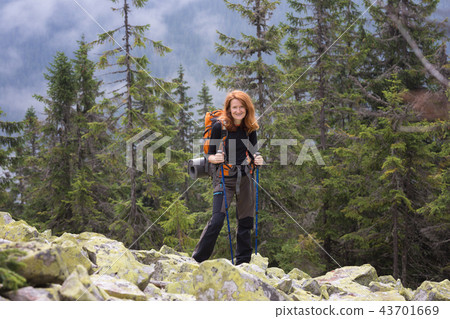 tourist girl at the Carpathians 43701669