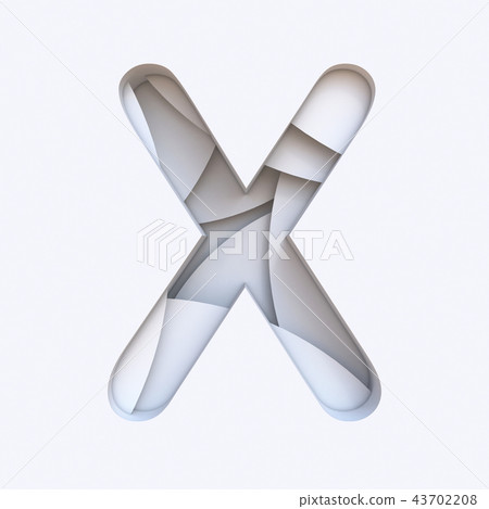 White abstract layers font Letter X 3D 43702208