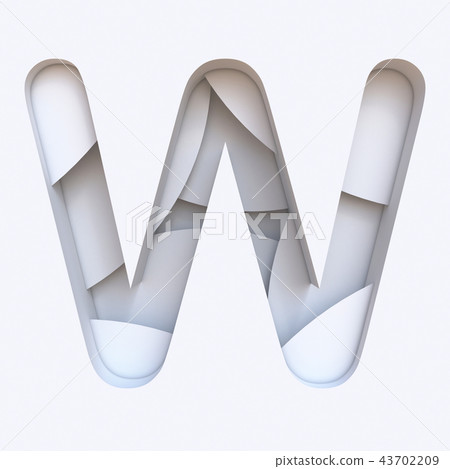 White abstract layers font Letter W 3D 43702209