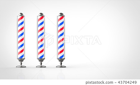 Three barber signs Front Right Copy space 43704249
