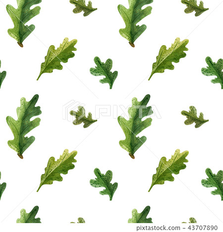 Watercolor seamless pattern of oak leaves - Stock Illustration ...