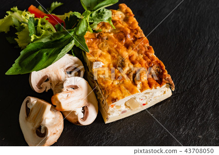 vegetable casserole on black background vegetable casserole on black background 43708050