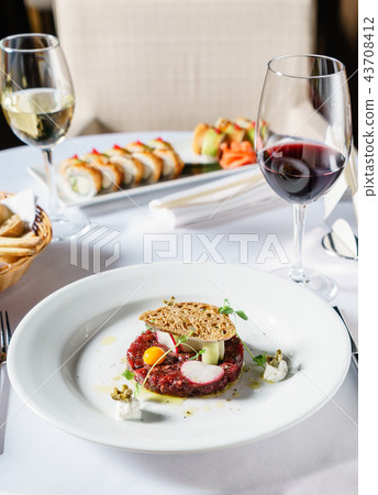 beef tartar with egg beef tartar with egg 43708412