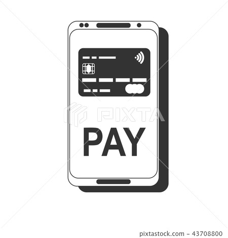 Mobile payment. NFC smart phone concept flat icon. black image on white background 43708800