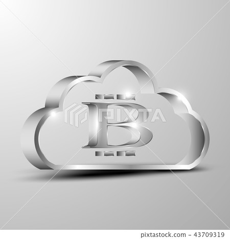 3d logo of an aluminum cloud with a bitcoin symbol 43709319