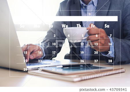 Agenda Activity on conputer Business man Making Agenda Activity on conputer Business man Making 43709341