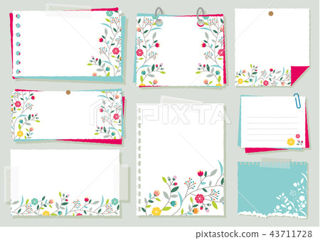 Flower的便箋簿套裝 插圖素材 圖庫