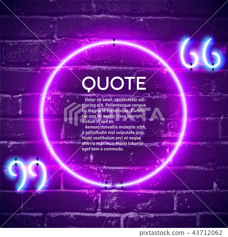 Retro neon glowing quote marks frame on the wall 43712062