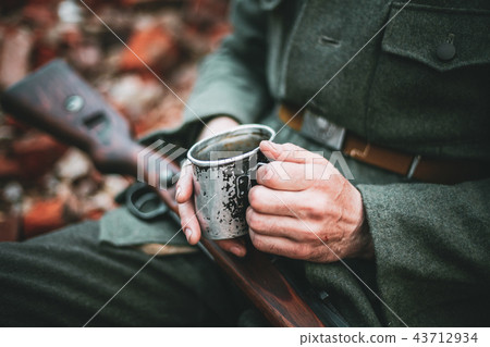 Man Dressed As German Wehrmacht Infantry Soldier In World War II Man Dressed As German Wehrmacht Infantry Soldier In World War II 43712934