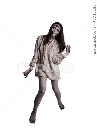 female zombie isolated over white backgroun 43713186