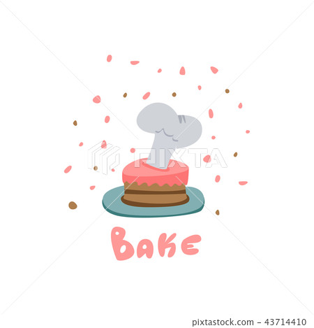 A small cake with a baker's hat. 43714410