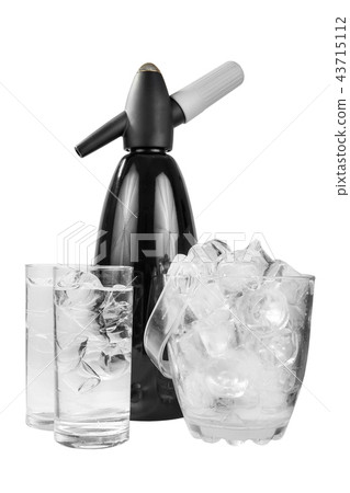 Sifon for soda with ice cube isolated white 43715112