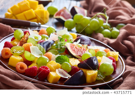 fruit salad with figs, raspberries, grapes fruit salad with figs, raspberries, grapes 43715771
