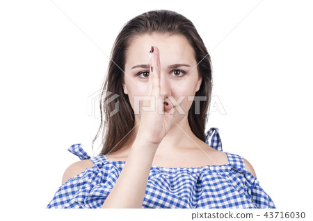 Girl with a palm between the eyes 43716030