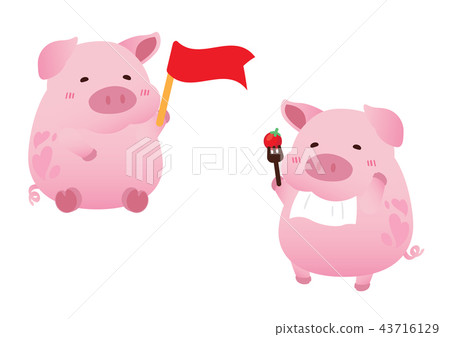 pink cute pig character design vector 43716129