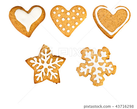 holiday ginger cookies with frosting isolated on 43716298