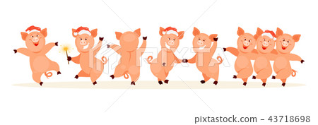 Dancing pigs vector Dancing pigs vector 43718698