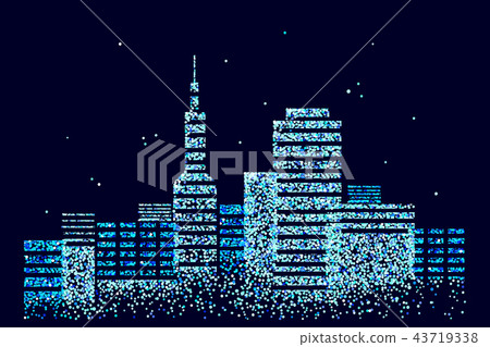 Smart city 3D spotted dots. Intelligent building automation system business concept. Web online 43719338