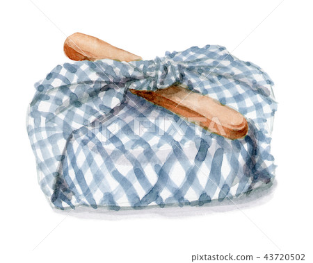 Lunch box wrapped in watercolor 43720502