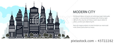 Silhouette Modern Big City, Banner Silhouette Modern Big City, Banner 43722282