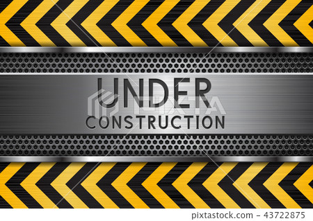 Under construction background. Metal texture with yellow elements Under construction background. Metal texture with yellow elements 43722875