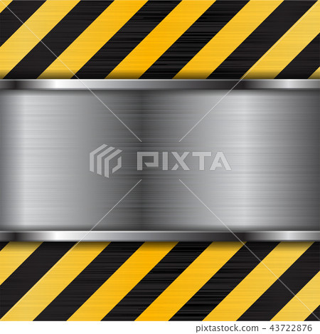 Brushed metal texture with black yellow stripes. Under construction background Brushed metal texture with black yellow stripes. Under construction background 43722876