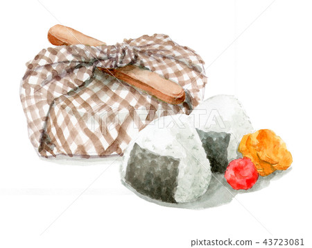 水彩包裹的午餐盒和飯糰 43723081